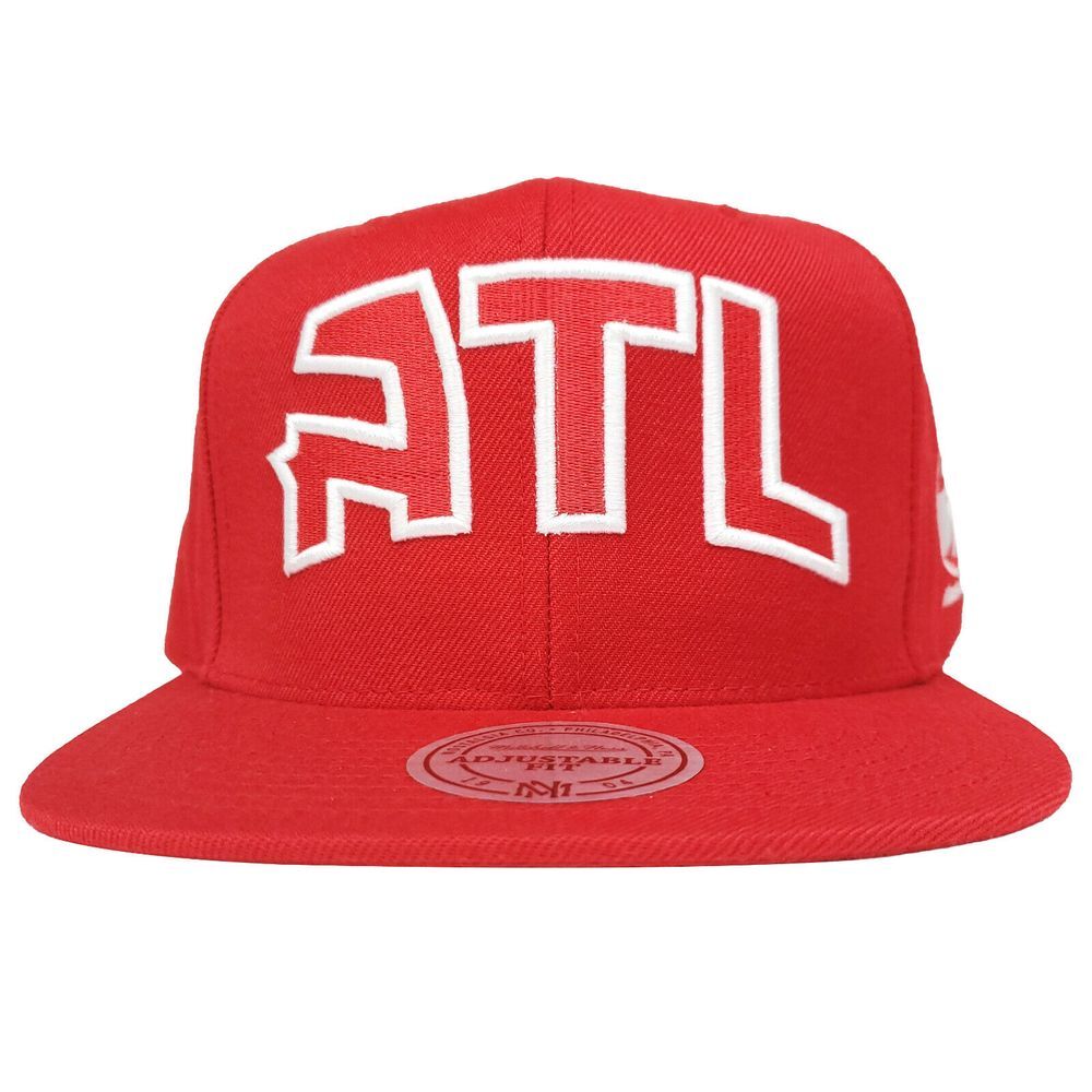Atlanta‎ Hawks Mitchell & Ness NBA Snapback Cap Hat 3D Logo ATL Red White NWT
